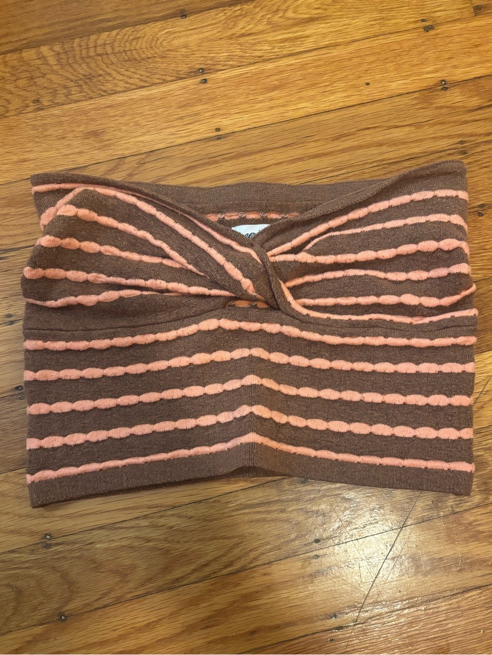Aerie Brown & Peach Striped Twist Front Tube Top Size Medium